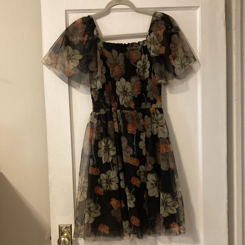 Baltic Born Black and Orange Floral Dress - Picture 3 of 3